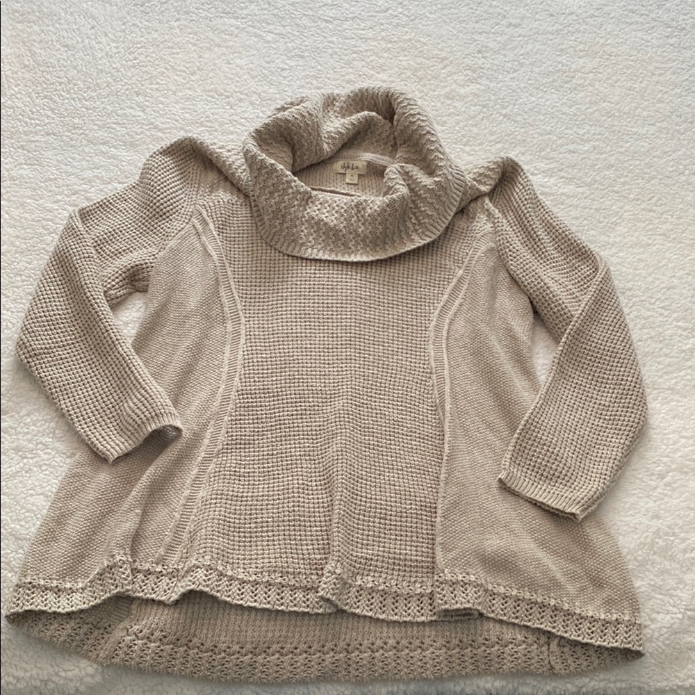 Style & Co Cream Cowl Neck Sweater Relaxed Fit